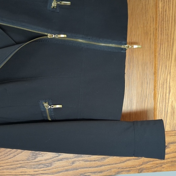 Kenar Black and Gold Embellished Asymmetrical Moto Jacket Size Women's 6 - Picture 2 of 8